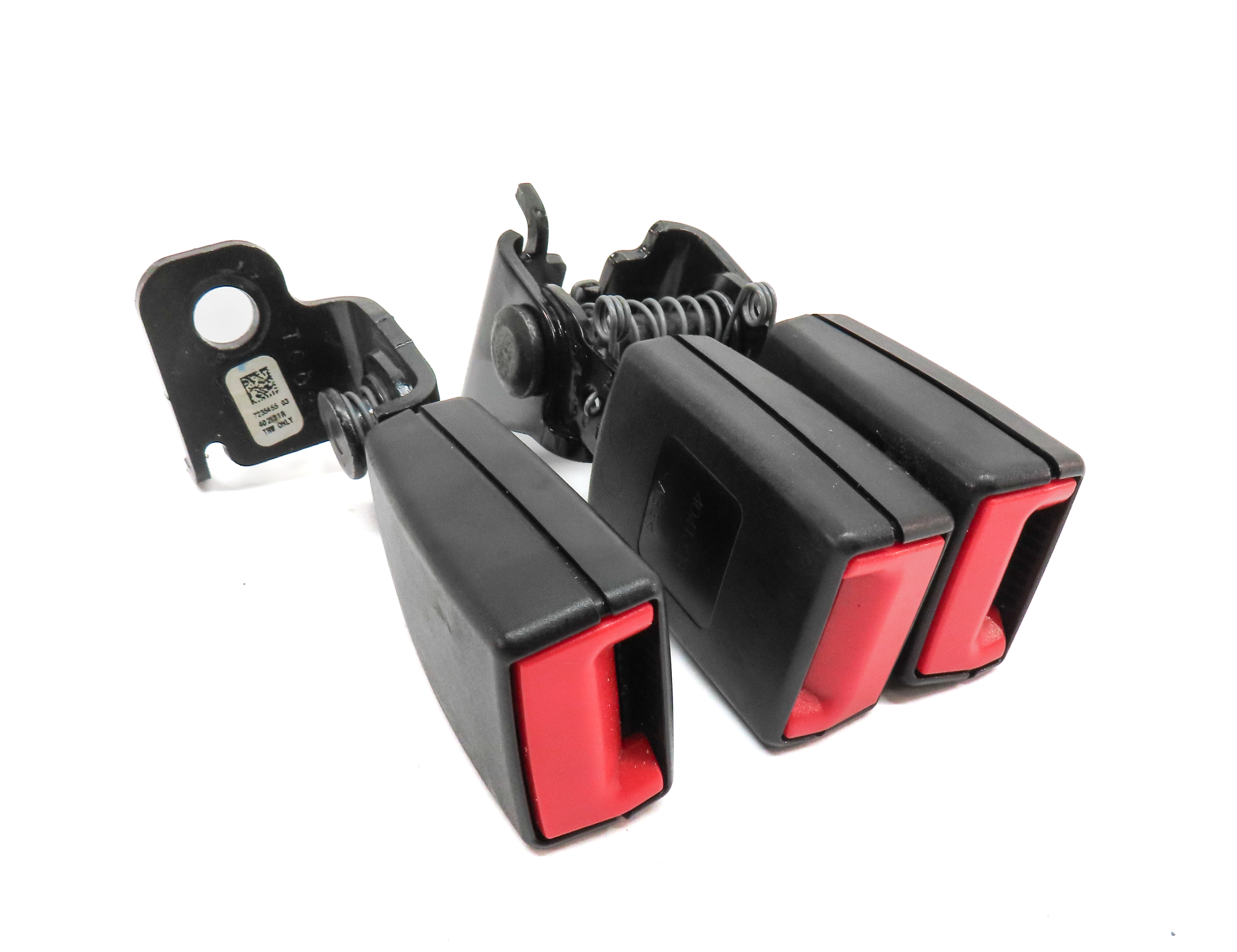 14 BMW X3 (F25) REAR LEFT CENTER RIGHT SEAT SEATBELT BUCKLE RECEIVER SET (BLACK) — exact item pictured